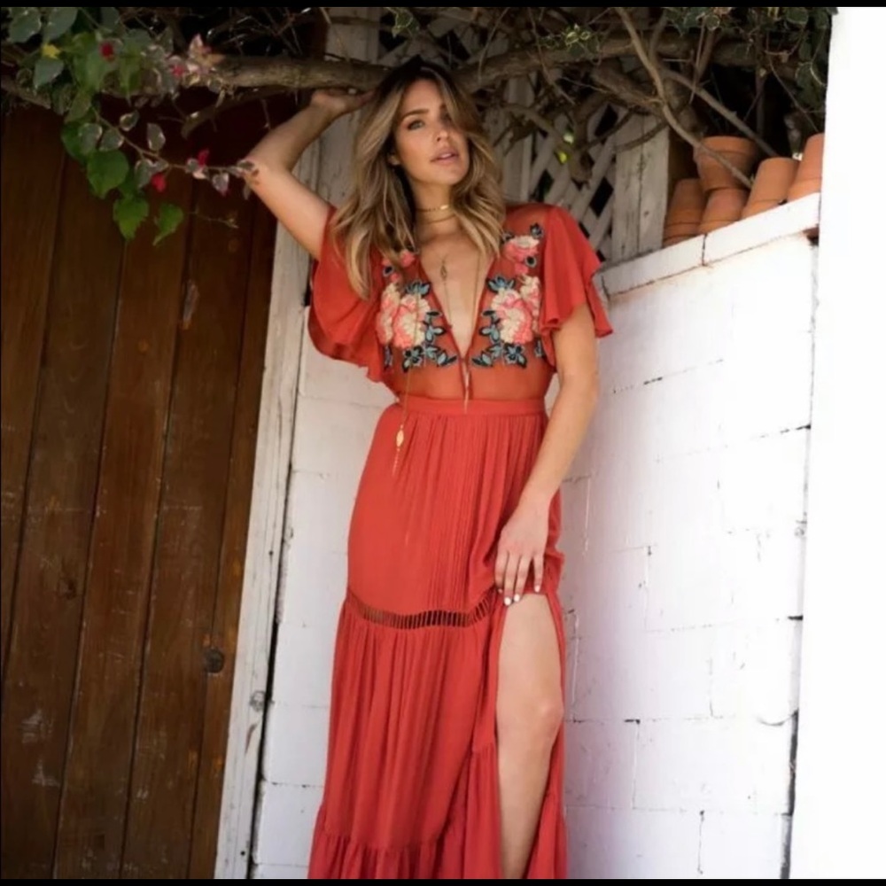Cleobella Amery dress coral rust XS